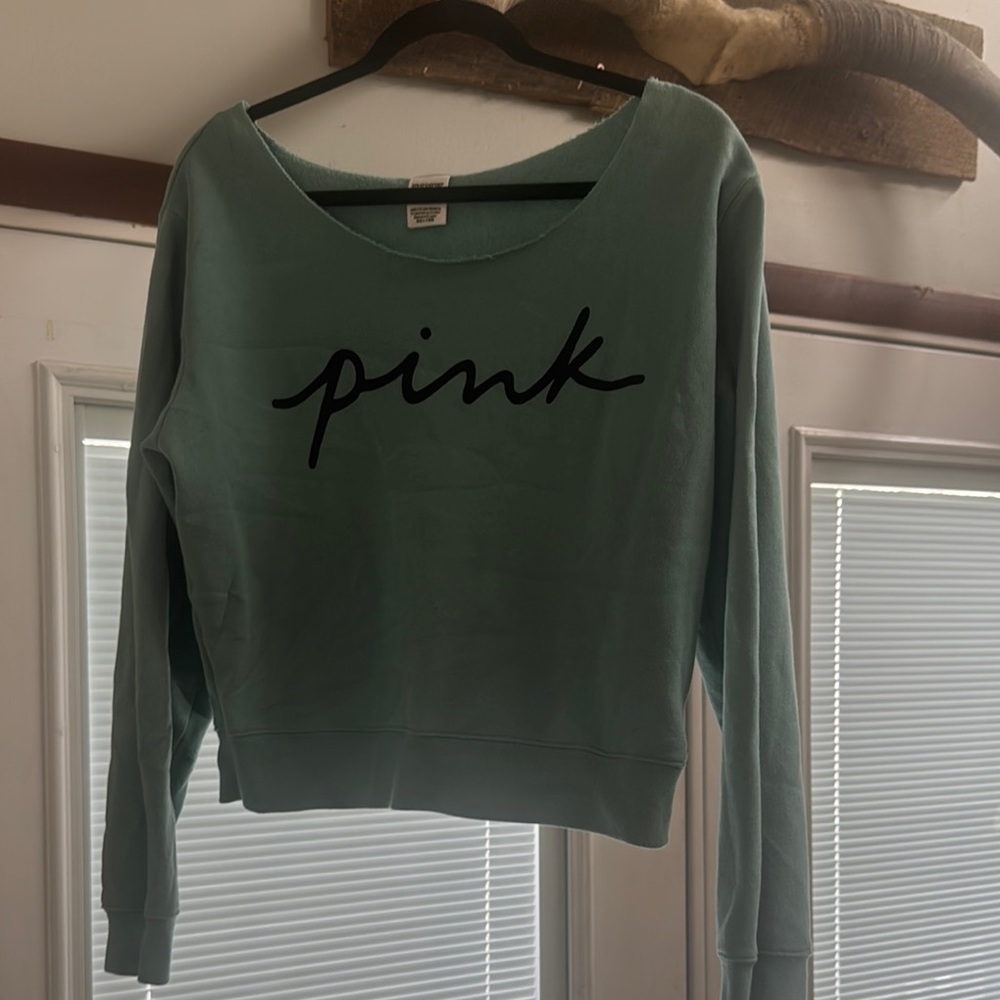 Pink logo off shoulder top